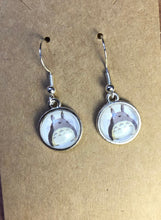 Load image into Gallery viewer, Studio Ghibli Totoro inspired glass cabochon Earrings With Silver Hooks
