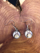 Load image into Gallery viewer, Studio Ghibli Totoro inspired glass cabochon Earrings With Silver Hooks
