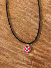 Load image into Gallery viewer, Marvel Inspired Captain America Necklace On Waxed Black Cord
