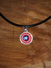 Load image into Gallery viewer, Marvel Inspired Captain America Necklace On Waxed Black Cord
