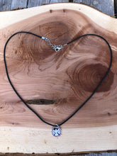 Load image into Gallery viewer, Small 12mm Marvel Inspired S.H.I.E.L.D Necklace on Adjustable Waxed Cord
