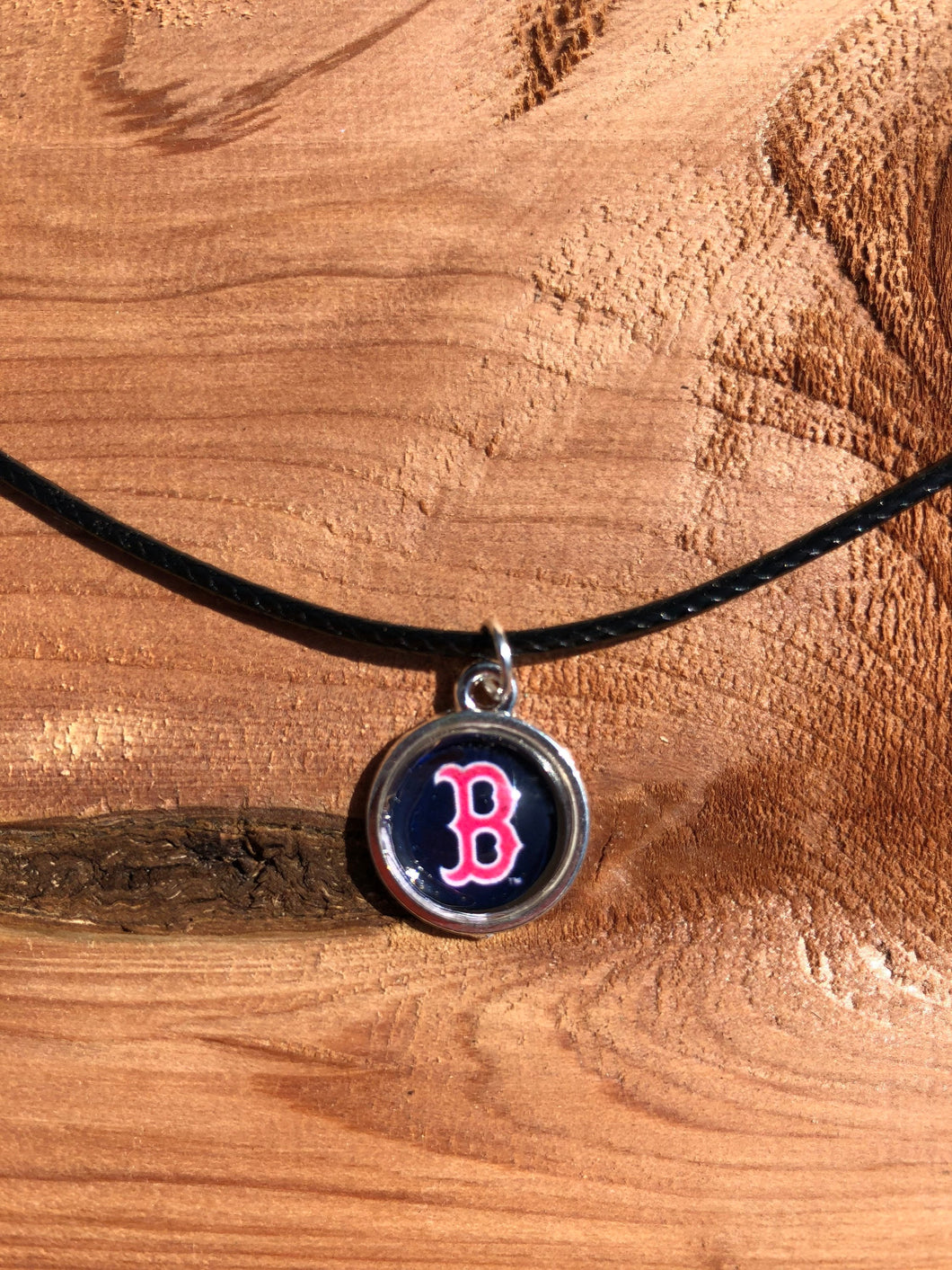 Boston Red Sox Inspired Necklace on Black Cord