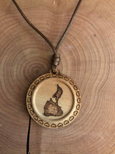 Load image into Gallery viewer, Handmade Wood-burned Block Island Necklace on adjustable cord
