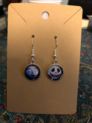 Nightmare Before Christmas Inspired Jack and Sally 12mm Drop Earrings