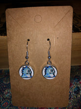 Load image into Gallery viewer, Nintendo Inspired Bubble Bobble 8-bit retro Earrings With Silver Hooks Blue or Green Character
