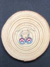 Load image into Gallery viewer, Nintendo Inspired Classic Retro 8-BIT Mario Mushroom Earrings With Silver Hooks
