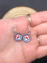 Load image into Gallery viewer, Nintendo Inspired Classic Retro 8-BIT Mario Mushroom Earrings With Silver Hooks
