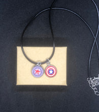 Load image into Gallery viewer, Marvel Inspired Captain America and Bucky Winter Soldier Barnes Necklace On Waxed Black Cord
