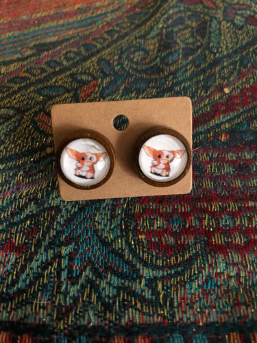 Wooden Stud Gizmo Earrings