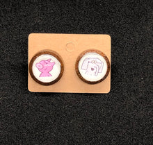 Load image into Gallery viewer, Piggy and Gerald Inspired Wooden Stud Earring Set
