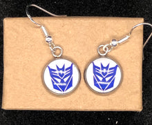 Load image into Gallery viewer, Transformers Inspired 80’s Retro Cartoon Dangle Earrings Decepticon and Autobot
