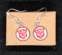 Load image into Gallery viewer, Transformers Inspired 80’s Retro Cartoon Dangle Earrings Decepticon and Autobot
