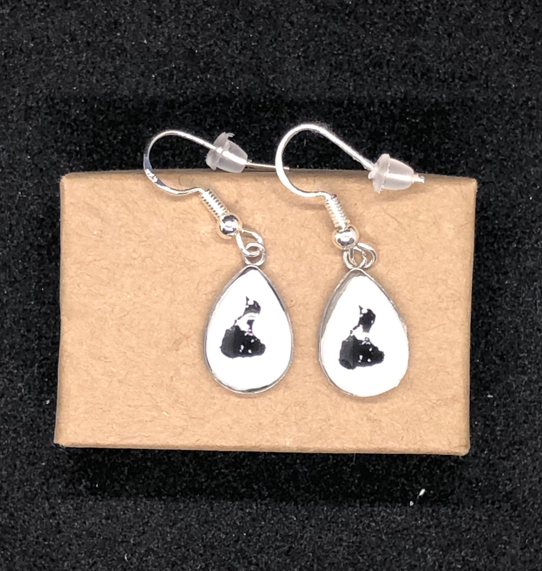 Handmade Block Island RI Map Earrings