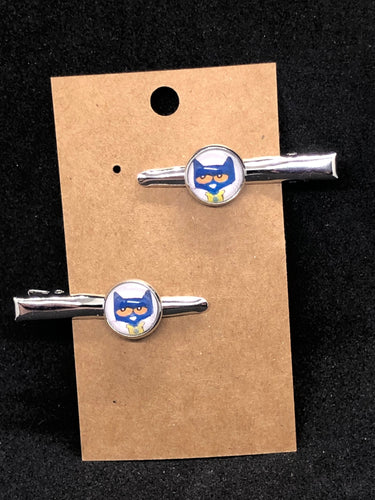 Pete the Cat Inspired Alligator Clip Set glass 12mm cabochon 