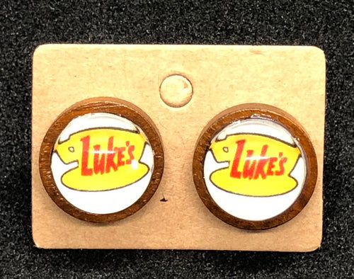 Gilmore Girls Inspired Luke’s Coffee Wooden Stud Earring Set