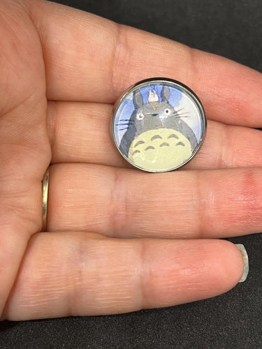 20mm studio Ghibli inspired Totoro Pin for backpacks, shirts, bags back to school