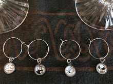 Load image into Gallery viewer, Nightmare Before Christmas Wine Charms Handmade set of 4–with free gift!
