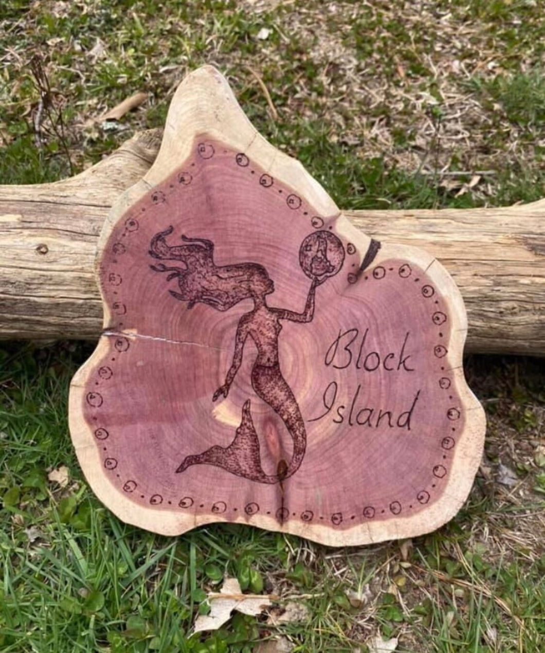 Red Cedar Block Island Mermaid Orb Wall Hanging 11”