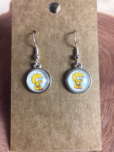 Simpsons Inspired Lisa Simpson Earrings with Silver Hooks