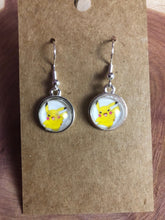 Load image into Gallery viewer, Pikachu Inspired Pokémon Earrings with Silver Hooks
