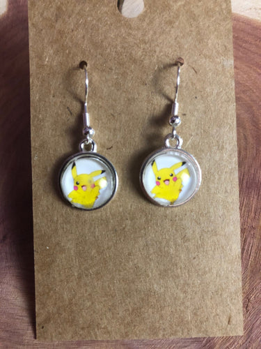 Pikachu Inspired Pokémon Earrings with Silver Hooks