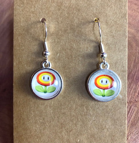 Nintendo Inspired Mario Flower Earrings With Sterling Silver Hooks