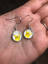 Load image into Gallery viewer, Pikachu Inspired Pokémon Earrings with Silver Hooks
