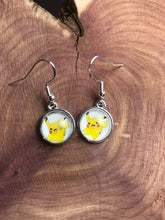 Load image into Gallery viewer, Pikachu Inspired Pokémon Earrings with Silver Hooks
