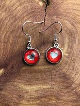 Load image into Gallery viewer, Shiny Silver Heart 12mm Glass Cabochon Valentines Earrings With Silver Hooks
