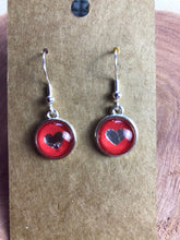 Load image into Gallery viewer, Shiny Silver Heart 12mm Glass Cabochon Valentines Earrings With Silver Hooks
