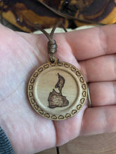 Load image into Gallery viewer, Handmade Wood-burned Block Island Necklace on adjustable cord
