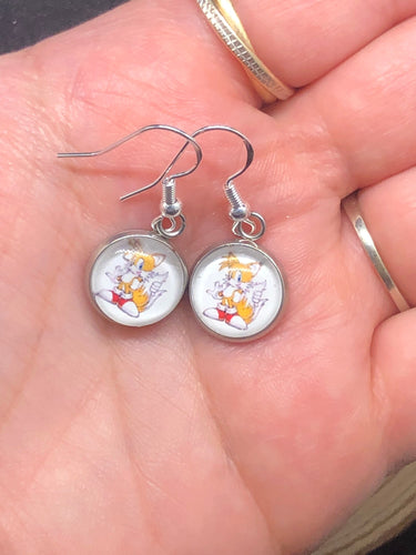 Sega and Sonic Inspired Tails Earrings With Silver Hooks