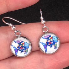 Load image into Gallery viewer, The Rainbow Fish Earrings With Silver hooks Teacher Gift Librarian Gift
